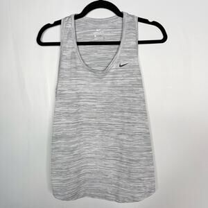 Nike Womens Medium M Gray Spacedye Legend Training Tank Top Dri Fit Scoop Neck